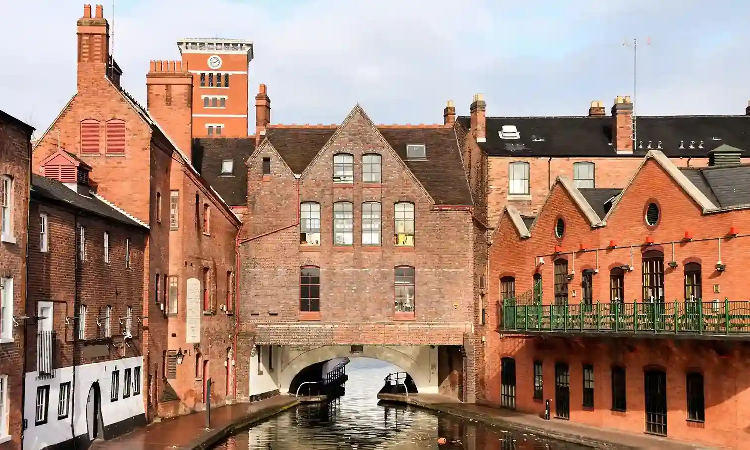 a canal between brick buildings property management in birmingham